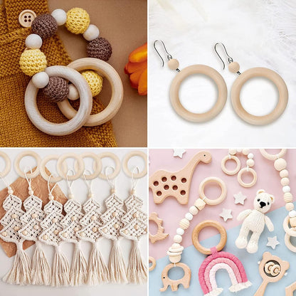 30 Pcs Wooden Rings for Craft, 55mm 2.2inch, Natural Wood Rings for Macrame Pendant Connectors,Jewelry Making, Decor DIY Craft