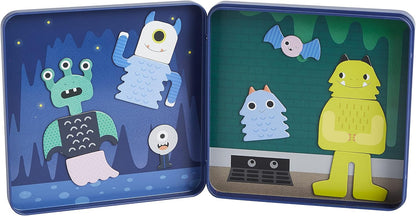 Petit Collage Magnetic Play Set, Monsters – Mix & Match Magnetic Game Board, Ideal for Ages 3+ – Includes 2 Magnetic Scenes and Over 25 Magnet Pieces, Ideal Travel Activity for Kids