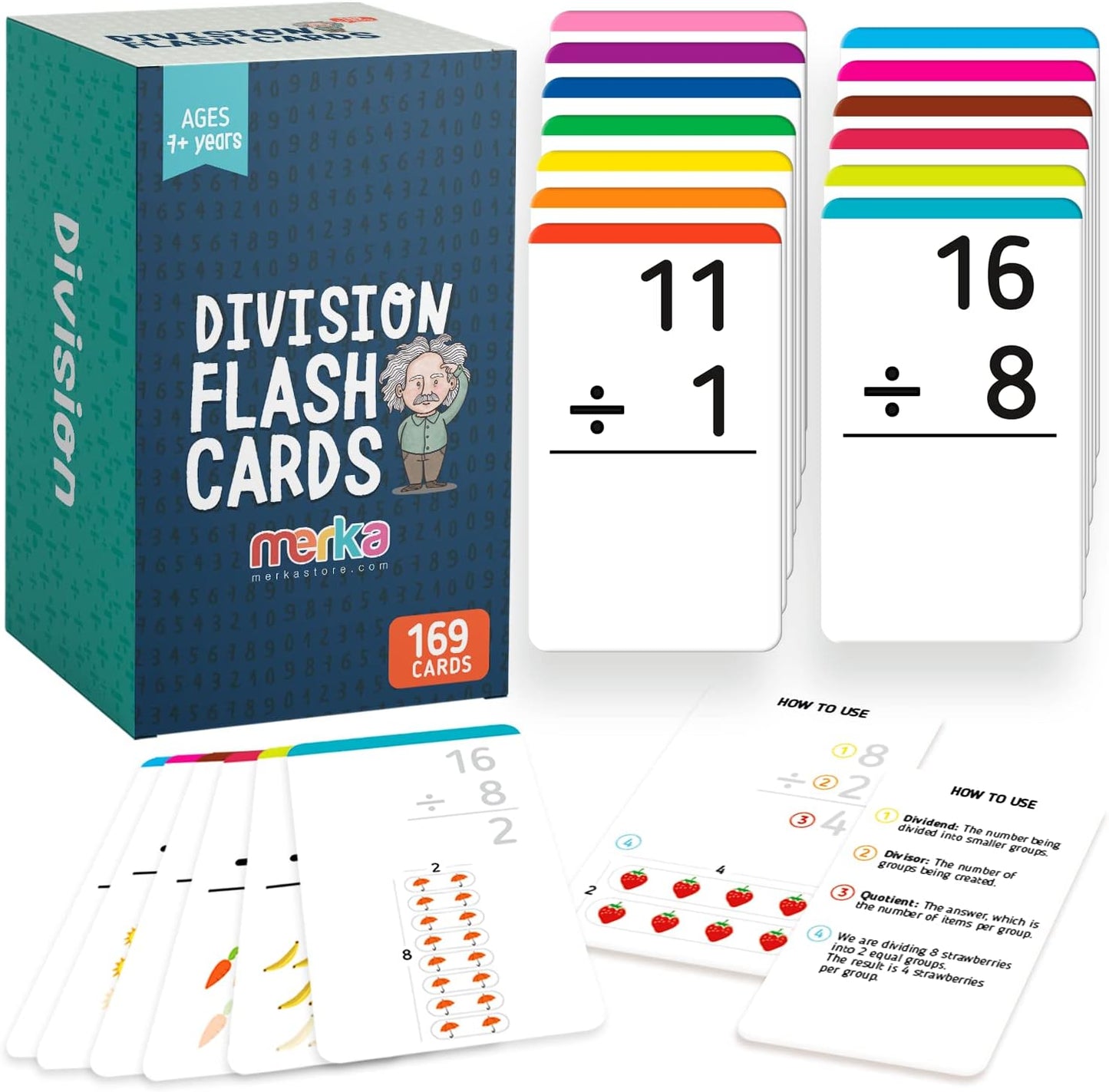 merka Math Flash Cards, 169 Flashcards in Total, Multiplication Learning Mathematics, Create Game for Kids, Classroom and Homeschool Toys, 1st to 4th Graders, Ages 4-14