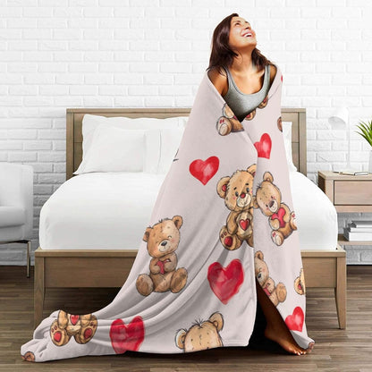 Bear Print Blanket Cute Baby Bear Fleece Throw Blanket Fuzzy Plush Super Soft Cozy Warm Decor Blanket Toddler Nursery Gifts for Boys Girls Kids Adult Men Women 40"x50"