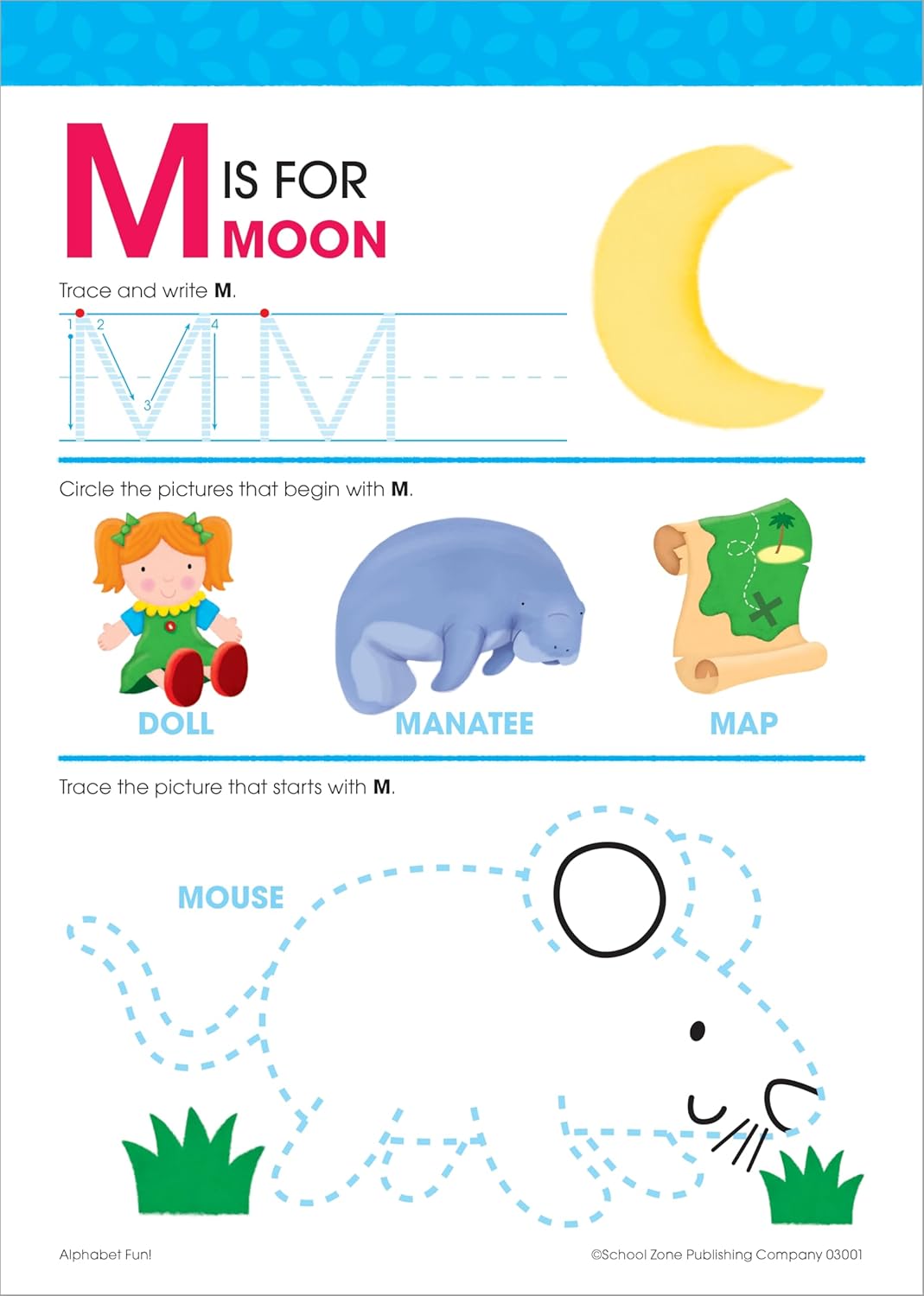 School Zone Alphabet Fun! Write & Reuse Workbook: 26 Wipe-Clean Pages, Preschool, Kindergarten, Write-On Learning, Write and Wipe, Alphabetical Order, Phonics, Printing & Tracing Letters, Ages 4-6