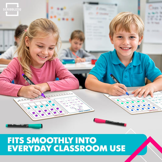 SCRIBBLEDO Number Bond, Ten Frame & Number Line 9x12 Double-Sided Dry Erase Math Board 1–120 Number Chart on Back Reusable Learning Whiteboard for Teacher Classroom Student Homeschool
