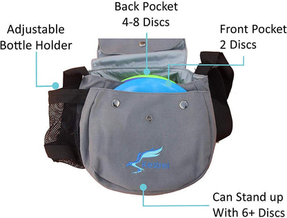 Kestrel Black Disc Golf Bag - Fits 6-10 Golf Discs + Bottle - For Beginner & Advanced Golfers - Extremely Durable Canvas - Frisbee Golf Bag - Small Sling/Shoulder Disc Golf Bag For Men & Women
