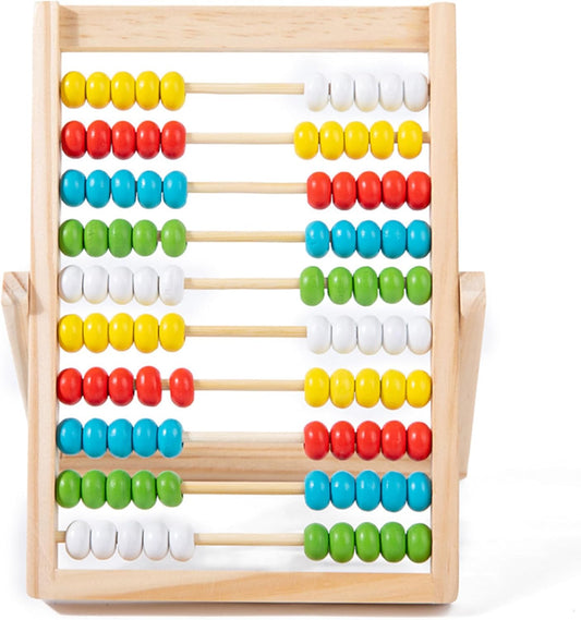 Abacus for Kids Math with Multi-Color Beads, 10-Row Wooden Abacus for Toddlers 3-5, Counting Blocks, Preschool Math Learning Tools for Kids 6-8 for