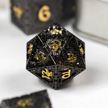 UDIXI Steampunk Metal Dice Set, 7 Die Polyhedral DND Dice Set for D&D Role Playing Game and Math Teaching (Ancient Copper)