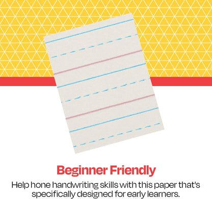School Smart Zaner-Bloser Writing Paper, Handwriting Practice Lined Paper, Grade 2 to 3 Learning, 1/2 Inch Rule, 10-1/2 x 8 Inches, 500 Sheets