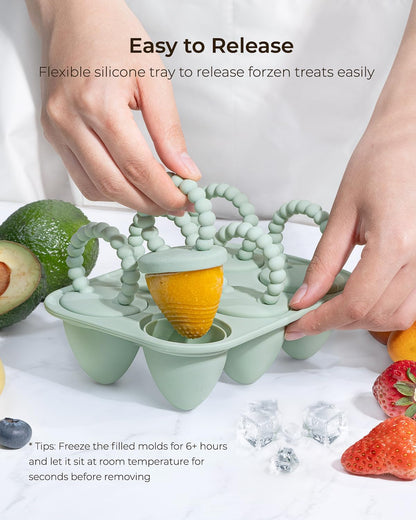 All-Silicone Baby Popsicle Molds with Sticks, AODISTUCE 1oz Popsicle Molds for Babies Breastmilk Popsicles Molds for Teething Relief, Frozen Treats Maker Popsicle Maker Ice Pop Mold for Toddlers Kids
