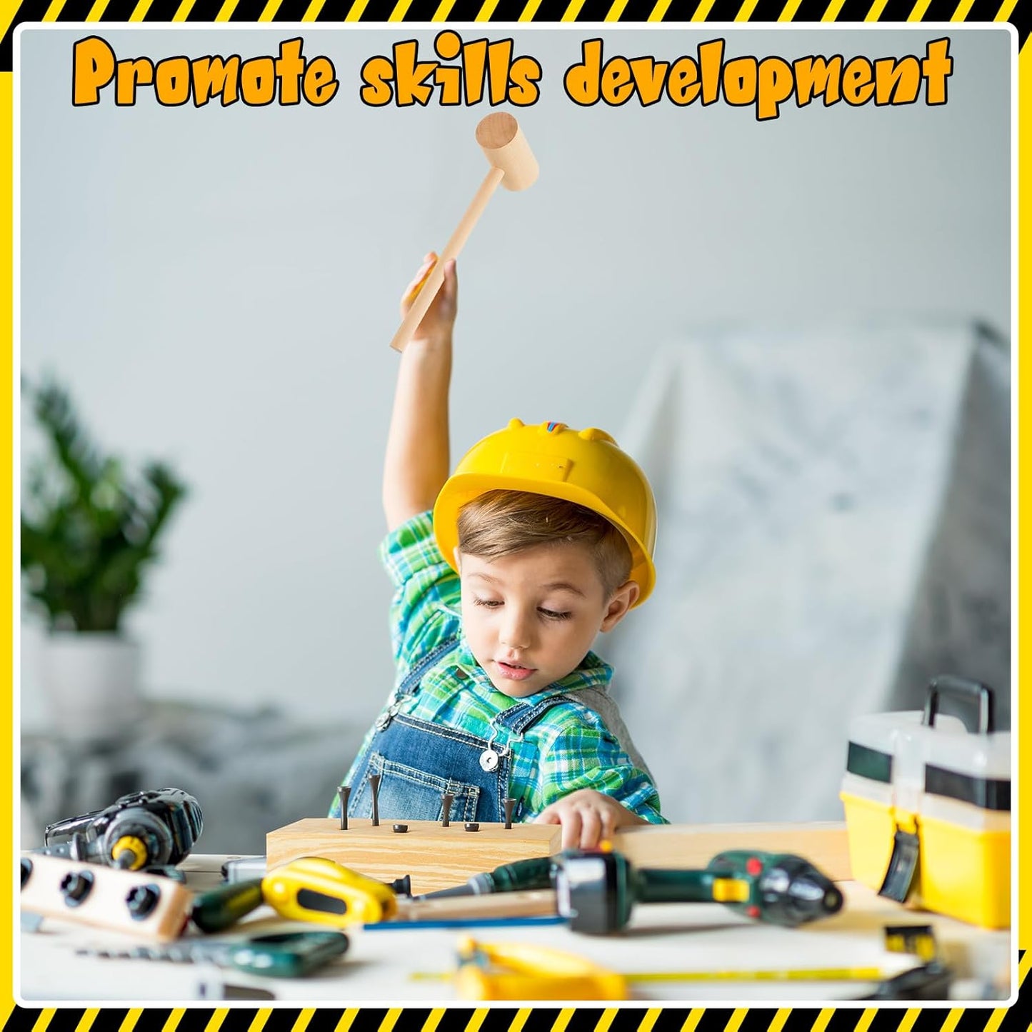 Realspring 8 Set Wooden Hammer Toys Kids Hammer Pounding Toy 8+ Year Old Carpentry Workbench Toys for Construction Birthday Party Supplies Montessori Education Boys and Girls Gift