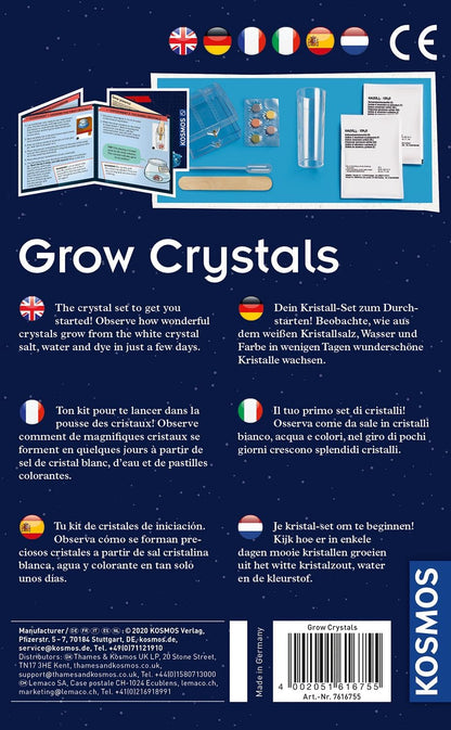 KOSMOS 616755 Grow Crystals - Crystal Growing Experience Set for Children with Multilingual Instructions (DE, EN, FR, IT, ES, NL)