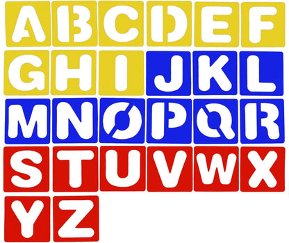 TecUnite 26 Pieces Alphabet Stencils Set Plastic Letter Stencils for Painting Learning, DIY Craft Decoration (6 x 6 Inches)