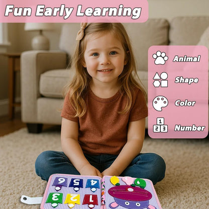 Cobelae Busy Book for Toddlers 1-3, Montessori Toys for 1 Year Old, Felt Farm Quiet Activity Book, Educational Busy Board, Toddler Travel Toy for Boys & Girls, Birthday Gift