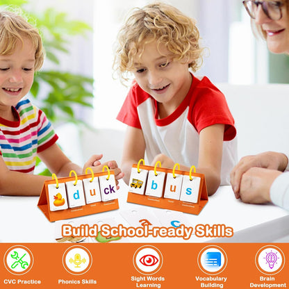Alened Phonics Flash Cards for Kids 3-8, Sight Words Flash Cards for Kindergarten 1st 2nd 3rd Grade, CVC CVCC CCVC Word Builder, Homeschool & Classroom Phonics Learning Supplies