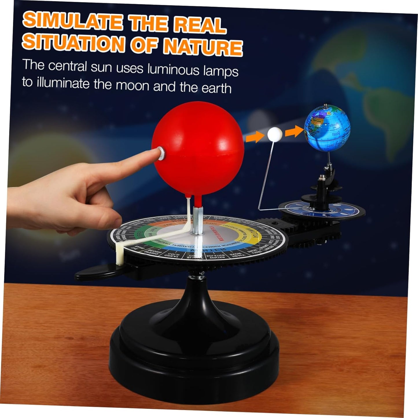 Solar System Planetarium Model Moon Earth Sun Orbital Model Scientific Educational Astronomy Teaching Tool for Toddlers Kids Children