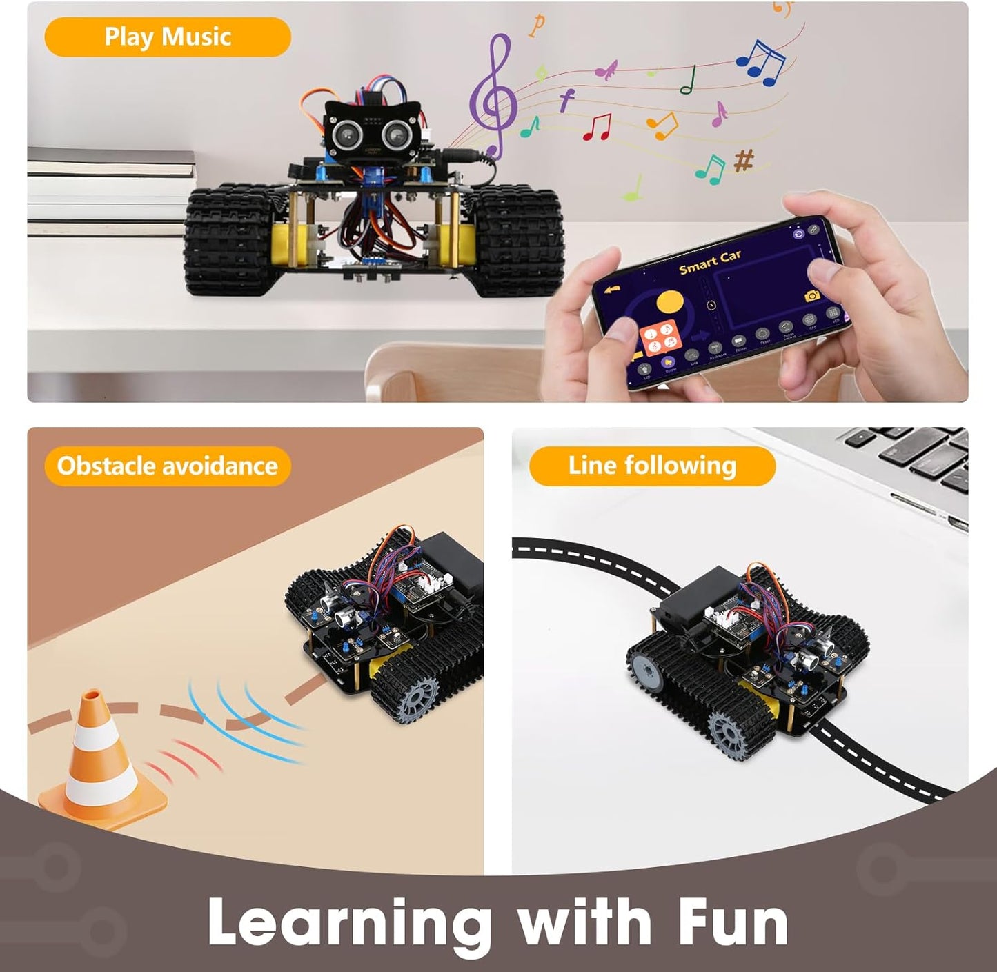 Robotics for Kids Ages 8-12, ACEBOTT Smart Robot Arm Car Kit with 5DOF, STEM Toys for Boys Age 8-12 12-16+, ESP32 Arduino/Python/Blockly Coding, App & Remote Control, STEM DIY Gift for Teens & Adults