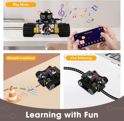 Robotics for Kids Ages 8-12, ACEBOTT Smart Robot Arm Car Kit with 5DOF, STEM Toys for Boys Age 8-12 12-16+, ESP32 Arduino/Python/Blockly Coding, App & Remote Control, STEM DIY Gift for Teens & Adults