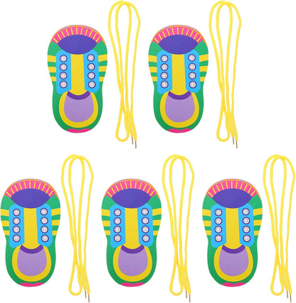 NUOBESTY 5 Sets Shoelace Threading Toys Educational Lacing Toys for Kids Learn to Tie Shoelaces Early Childhood Practice Kit 7.08X3.93In