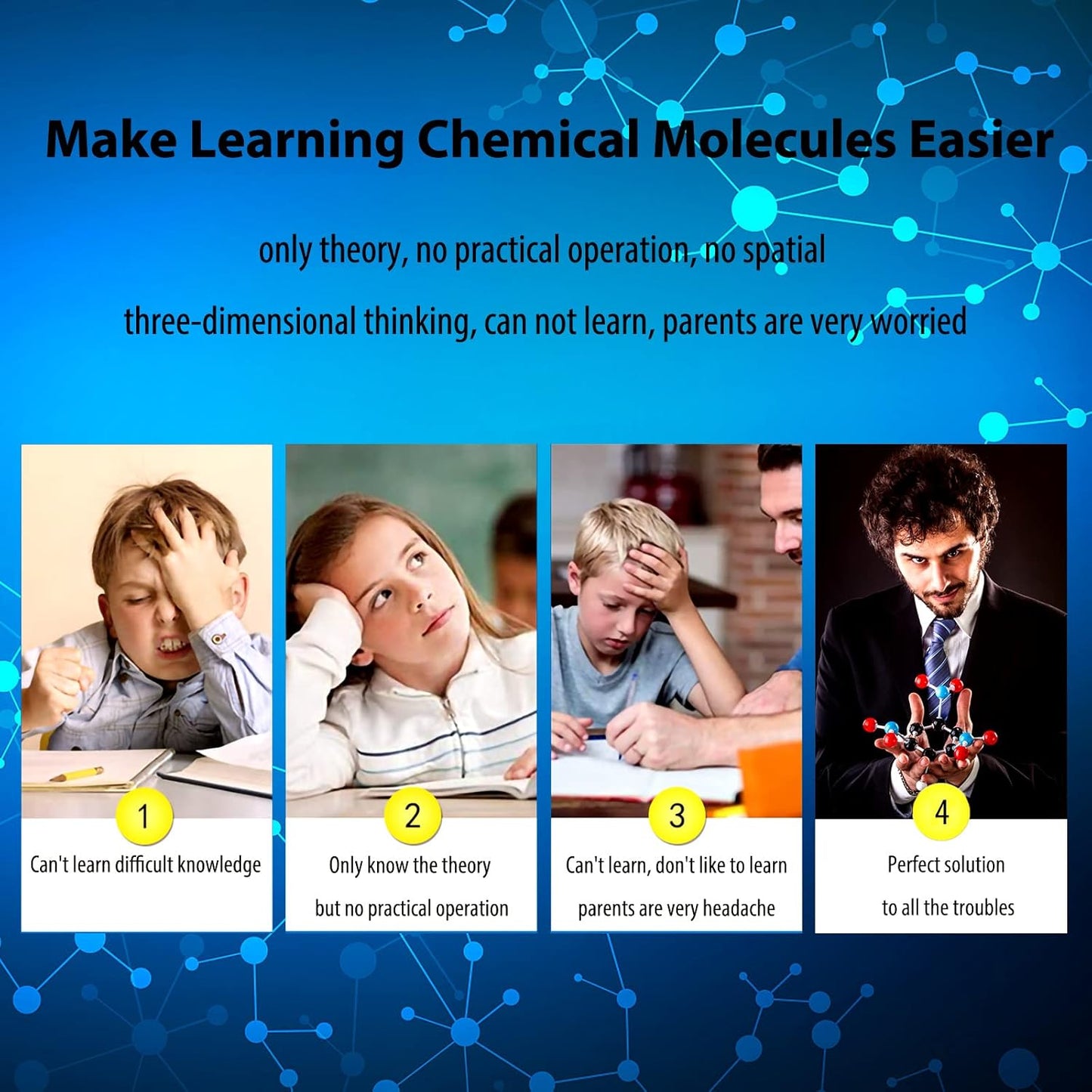 EXBEPE Comprehensive Chemistry Molecular Model Kit 406pc Organic and Inorganic STEM Set,Middle,High School,and College Supplies, Educational Science Set Learning Structure and Reactions Student Gifts