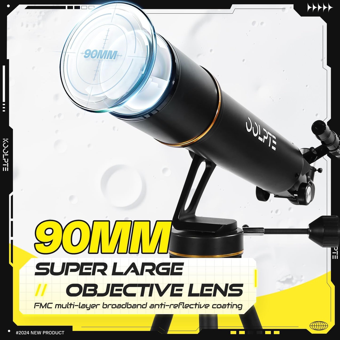 Telescope,90mm Aperture 700mm with Vertisteel AZ Mounting Slow-Motion Mount, High Power Telescopes for Adults Astronomy, Easy for Beginners, with Carry Bag,Wireless Remote Control, Phone Adapter,White
