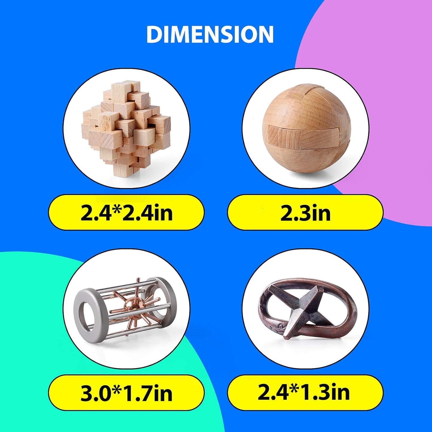 9pcs Difficulty Puzzles Gift for Adults, Teens, and Kids Brain Teaser Puzzles Game Desk Toys