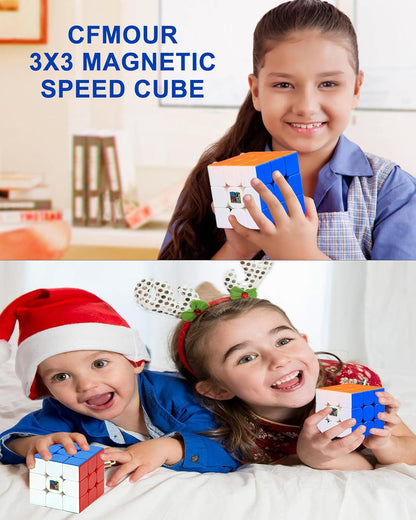 CFMOUR Speed Cube 3x3x3 - Moyu Meilong 3C, Stickerless Magic Cube 3x3, Fast Smooth Turning Vivid Colour 3D Puzzle Brain Toy Travel Games, Turns Quicker Than Original