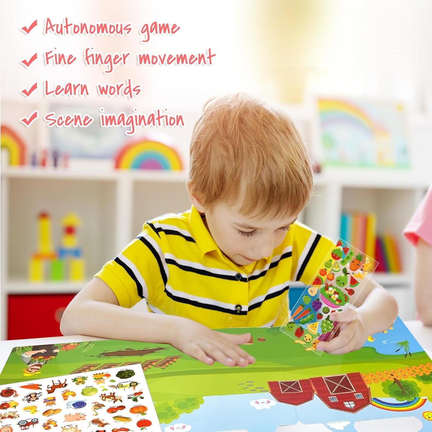 ASTARON Reusable Sticker Book for Toddlers, 88 Pcs Dinosaur Stickers Road Trip Activities Car Airplane Activities Travel Toys for Kids, Kids Quiet Time Activities (2-6 Age)