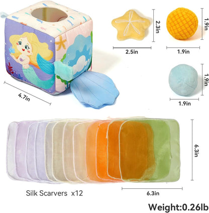 Youuys Baby Tissue Box Toy for Babies 6-12 Months, Montessori Sensory Toys for 1 Year Old Boy, Infant Toy with Crinkle Tissues & Fine Motor, for 6 9 12 18 Months Old Kids 1st Birthday