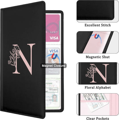 Letter Car Registration and Insurance Holder, with Magnetic Closure for License, Cards and Documents,Vehicle Glove Box Car Organizer, Interior Car Accessories for Women Men (I)