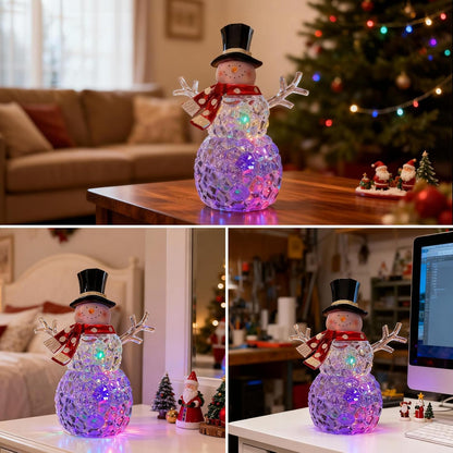 Christmas Lantern Snow Globe, Lighted Musical Snowman Lantern with Swirling Glitter, 10.5'' Christmas Snowing Lantern, USB & Battery Operated with Timer, Vintage Holiday Tabletop Decor
