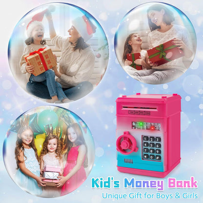 Refasy Piggy Bank Cash Coin Can ATM Bank Electronic Coin Money Bank for Kids Age 3-12, Money Savings Box Mini ATM Coin Bank Toys Gifts for 3 4 5 6 7 8 9 10 11 12 Year Old Boys Girls