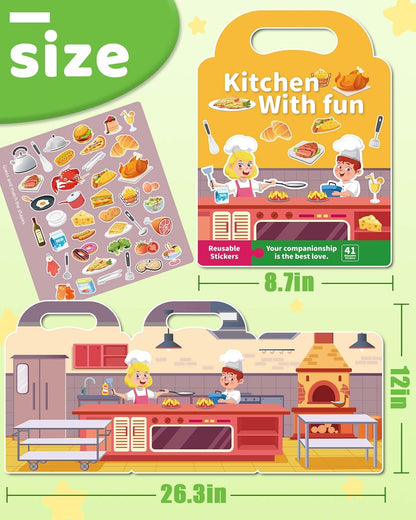 Benresive Reusable Sticker Books for Toddlers, Fun Travel Stickers for Kids, Toddler Sticker Book, Crafts Activities for Toddlers, 3 and Up Birthady Gifts - Vehicle