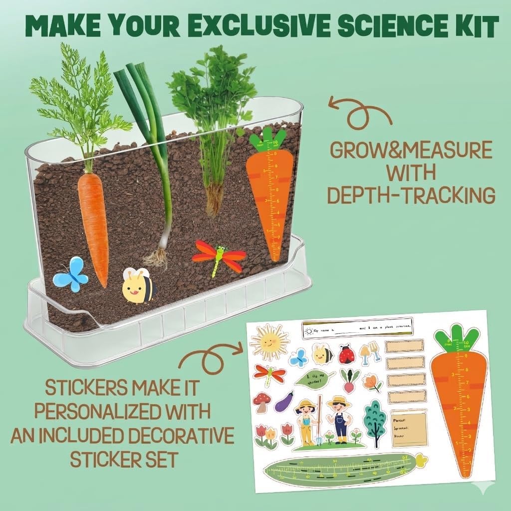 Root Viewer Kit for Kids Gardening Set with Fun Stickers & Storybook, Science STEM Toys & Craft Planting Kits for Ages 4-12 Birthday Gifts for Girls & Boys 4 5 6 7 8 Year Old