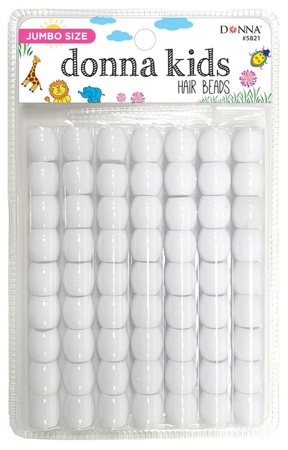 Donna Kids Jumbo Pony Beads 15mm Silver, Clear – Large Hair Beads for Braids, Ponytails & Styling, Durable Soft Rubber Feel for Kids’ DIY Hair Accessories, Bracelet & Craft Use, 1 Pack