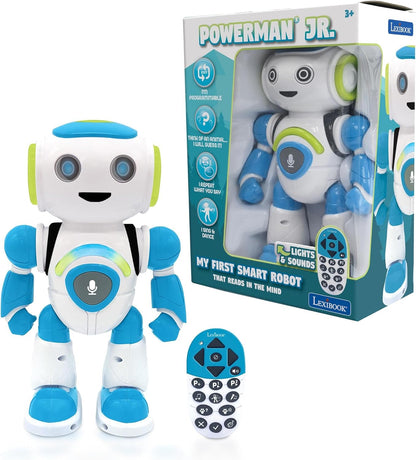 LEXiBOOK Powerman Max - Remote Control Walking Talking Toy Robot STEM Programmable Dances Sings Telling 10,000 Stories 300+ Learning Quiz Shooting Discs and Voice Repeat for Kids 4+ - ROB80EN, White