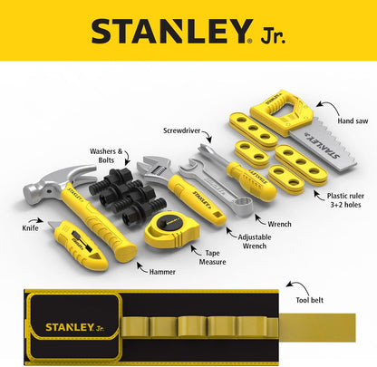Stanley Jr. Kids Tool Set for Pretend Play - Hammer, Ruler & Builders Tools for Kids - Fun & Educational for Little Builders & Creative Playtime Adventures Age 3+ 25 Pcs.
