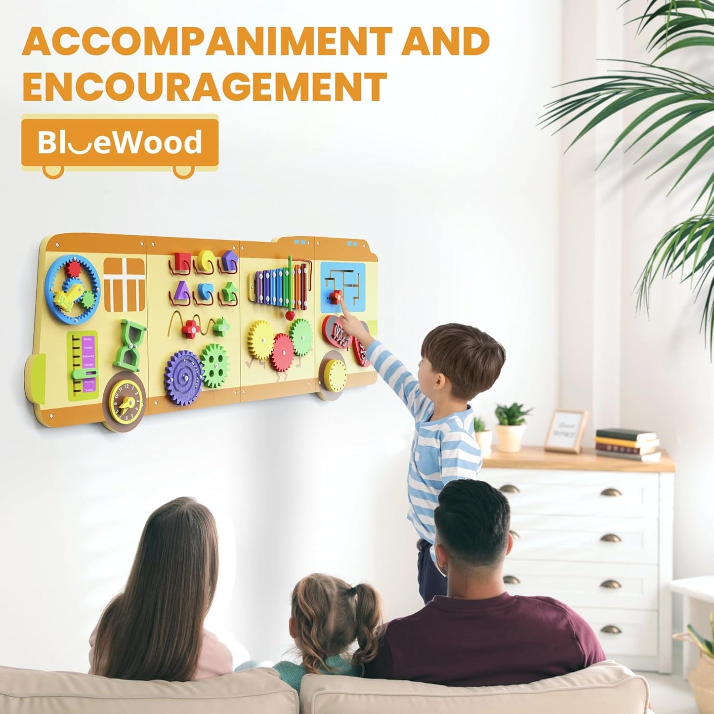 BlueWood Wooden Wall Busy Board Panels, Toddler Learning Activity Center, Montessori Philosophy Sensory, Educational Toys, Conducive to All-Round Development - Whale