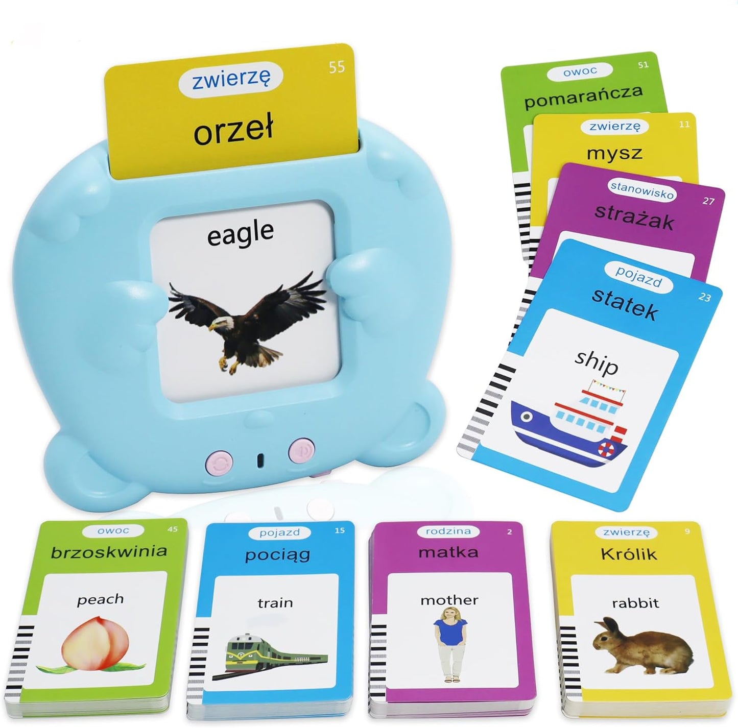 Spanish & English 510 Words Alphabet Bilingual Talking Flash Cards for 3-8 Years Toddlers, Pocket Speech Buddy Therapy Autism Toys, Educational Learning Interactive Toy for Boys Girls Kids Gifts Blue