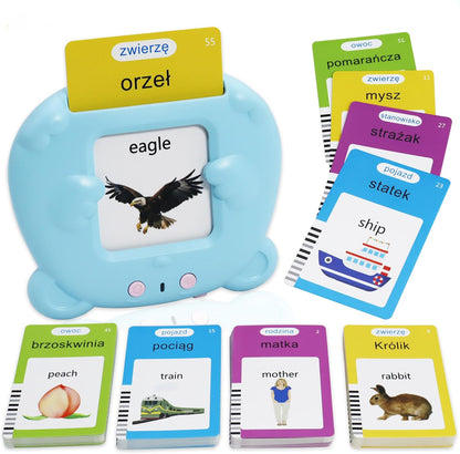 Spanish & English 510 Words Alphabet Bilingual Talking Flash Cards for 3-8 Years Toddlers, Pocket Speech Buddy Therapy Autism Toys, Educational Learning Interactive Toy for Boys Girls Kids Gifts Blue