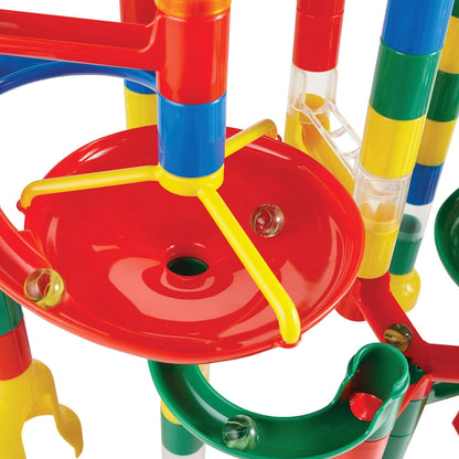 MindWare Marble Run and Add-on Set - 120+ Piece Building Set for Kids Plus Over 20 Marbles