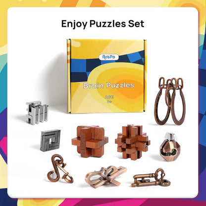 9pcs Difficulty Puzzles Gift for Adults, Teens, and Kids Brain Teaser Puzzles Game Desk Toys