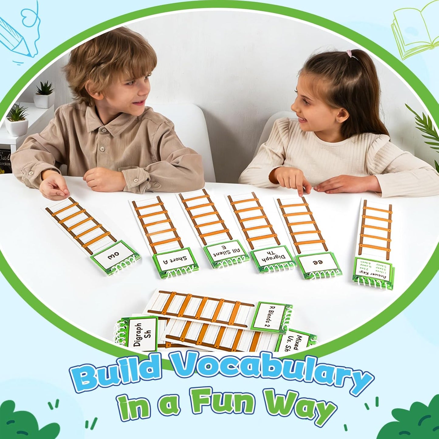 gisgfim 48 Word Ladders Flip Books Sight Words Flash Cards Kindergarten Reading and Spelling Games Phonics Games Flash Cards Preschool Learning Activities for Kindergarten Classroom