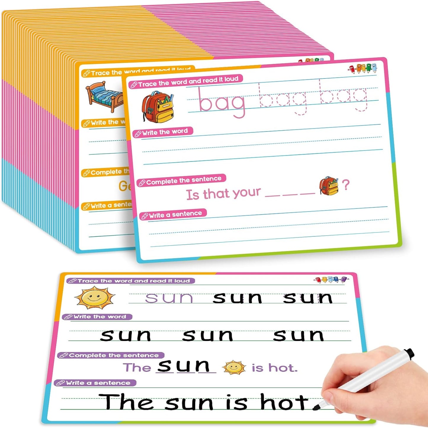 CVC Word Games Sentence Building for Kids, Sight Words Flash Cards Phonics Games Learn to Write Workbooks, Preschool Kindergarten Learning Activities Classroom Must Haves Homeschool Supplies