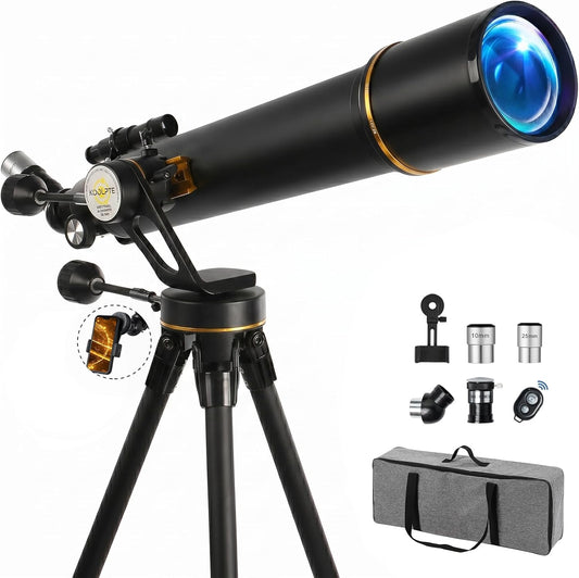 Telescope,90mm Aperture 700mm with Vertisteel AZ Mounting Slow-Motion Mount, High Power Telescopes for Adults Astronomy, Easy for Beginners, with Carry Bag,Wireless Remote Control, Phone Adapter,White