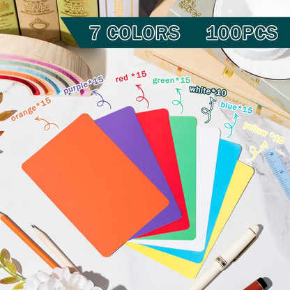 Harloon 100 Pcs Dry Erase Index Cards 3 x 5 Inch Laminated Reusable Dry Erase Note Cards Sheets for Office to Do List(White)