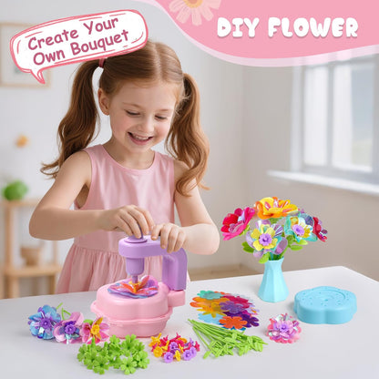 Scvcid DIY Art Flower Toys Include Extra Accessories Set, Arts and Crafts Activity Kit for Kids Ages 3-12, Fabric Bouquet Craft for Toddler, Birthday Gifts for 3 4 5 6 7 8 9 10 11 12 Year Old Girls