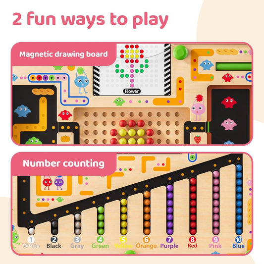 Montessori Magnetic Toy, Busy Board with Magnetic Letters & Numbers, ABC Learning Toys for Kids Ages 3-5, Alphabet Puzzle Preschool Toys, Fine Motor Skills Educational Toys for 3 Year Old Boys Girls