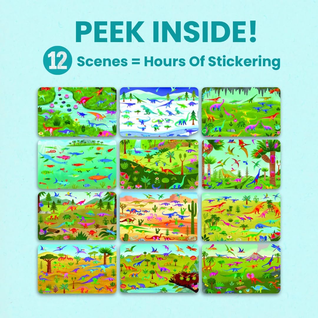 Animals Habitat 500+ Kids Sticker Book by Cupkin Toddler Airplane Travel Activity Coloring and Sticker Book, Road Trip Essentials, 12 Coloring Pages + 12 Scenes for Ages 2–8 Years - Colors A