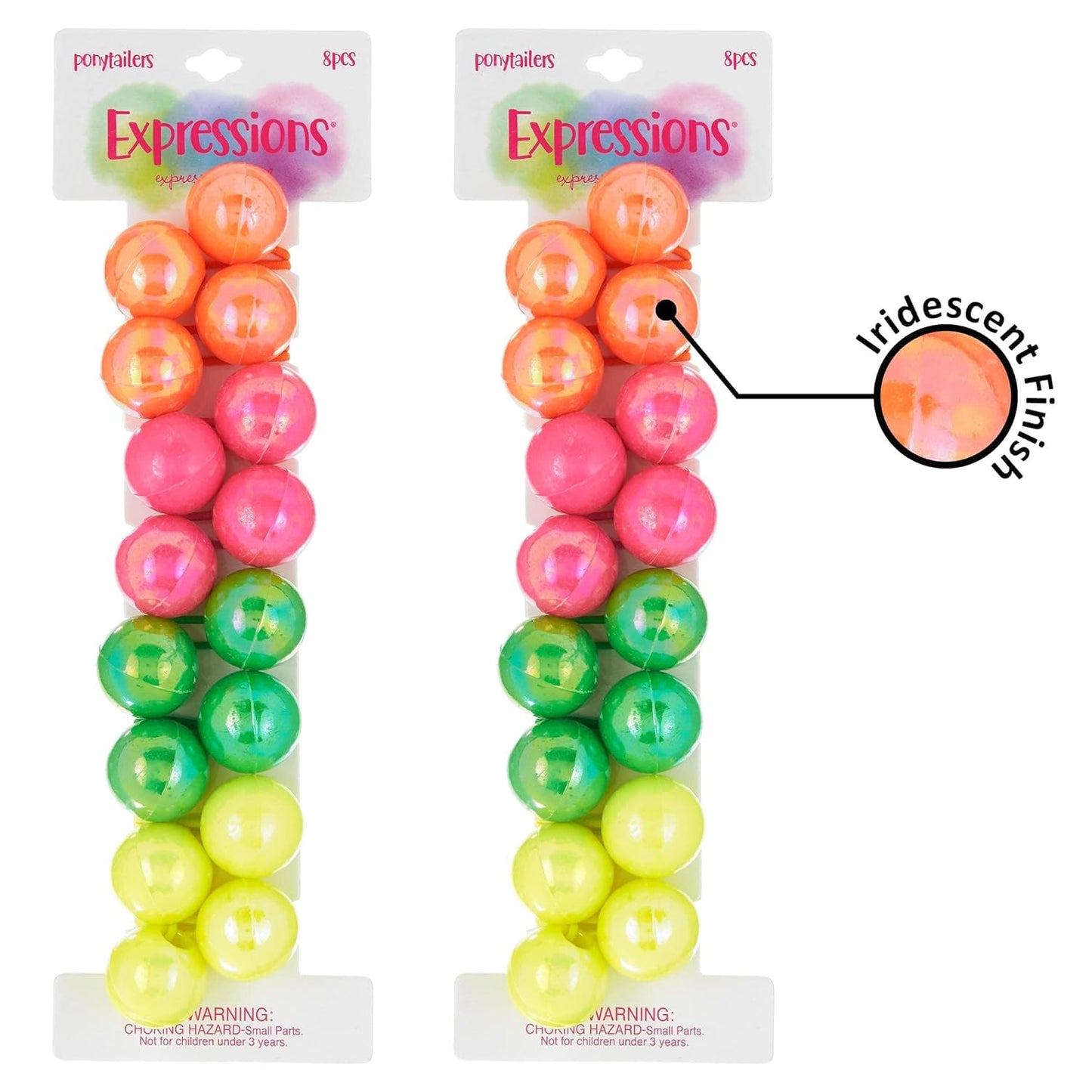 20pc Ponytailers Balls Elastics 18mm Round Opaque Multicolored Twin Beads Bauble Holders Toddler Kids Braiding Styling