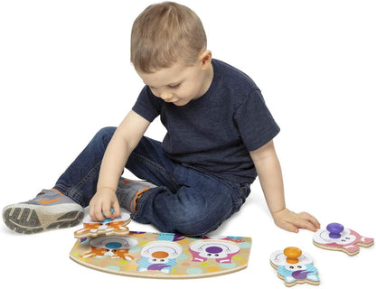 Melissa & Doug First Play Wooden Jumbo Knob Safari Animal Puzzle (3 pcs) Large Puzzles for Babies and Toddlers Ages 1+