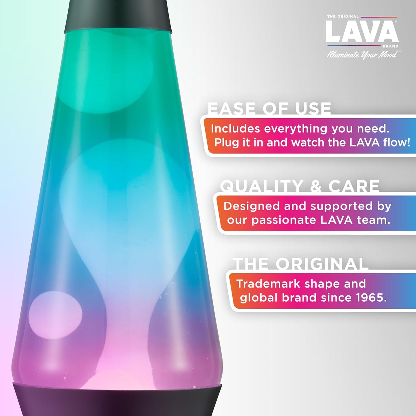 The Original Lava® Lamp - 14.5" Techno Chrome - Classic Liquid Motion Lamp - Pink Lava and Blue Liquid - Item #2097 (Amazon Exclusive)