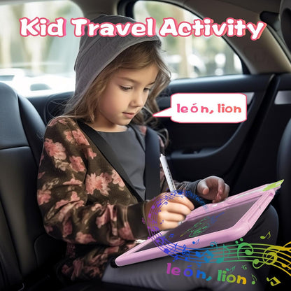 Talking English & Spanish Flash Cards - 8" LCD Writing Tablet for Kids 3-12, Bilingual 510 Sight Words, Toddler Pocket Speech, Drawing Sketch Pad, Autism Toys for Boys (Spanish, Blue)